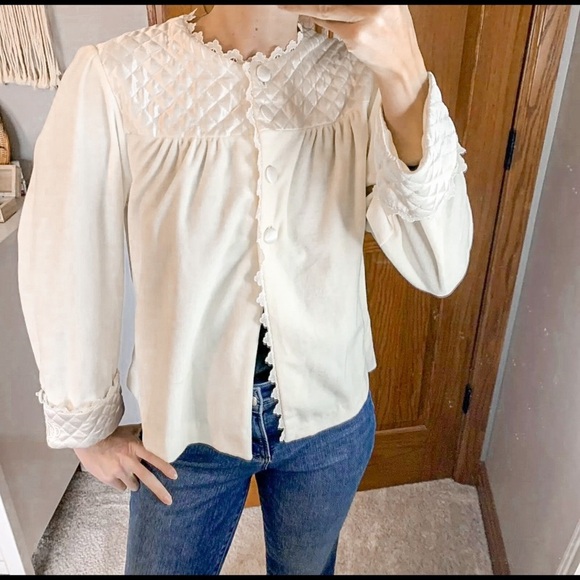 Vintage Christian Dior Quilted Intimates Top Shirt Jacket - Picture 3 of 11